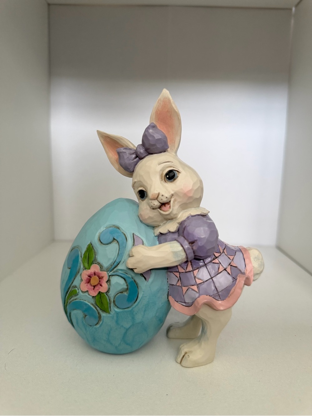 Jim Shore Heartwood Creek Pint Size Girl Bunny with Easter Egg Figurine